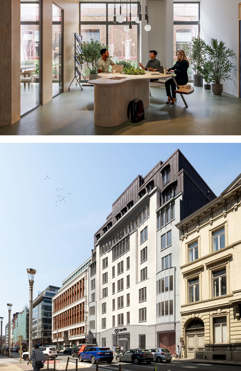Moderne, volledig uitgeruste kantoorruimte met bureaus en stoelen in Upoffiz BXL - Sixtie6 in Brussel.